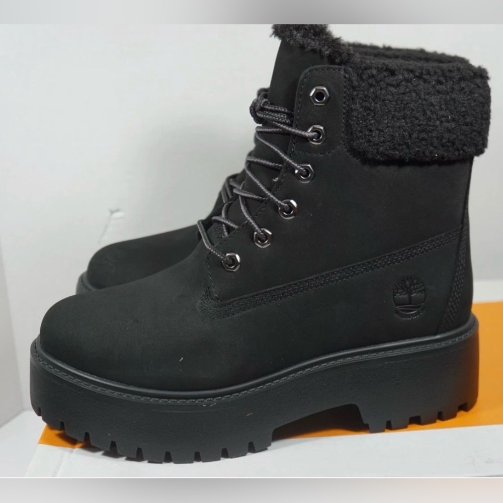Timberland TB0A2PU6W05 Stone Street Mid Warm WP Boots Black Nubuck sz 7 🖤